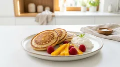 Lunchbox na słodko: puszyste placuszki jogurtowe z serkiem wiejskim i owocami