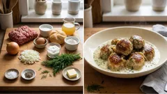 Klopsiki w sosie śmietanowo-koperkowym z jednej patelni – miękkie i soczyste