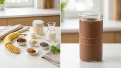 Koktajl białkowy banan–kakao z lnem i chia – kremowy po treningu