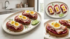 Kanapki z ćwikłą, szynką i jajkiem – sycące śniadanie, które zrobisz w 15 minut