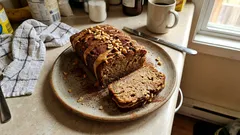 Wilgotny chlebek bananowy z masłem orzechowym – prosty przepis do keksówki