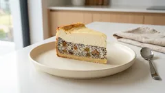 Sernik jak rogal świętomarciński: warstwy z białym makiem i bakaliami