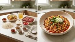 Ryż z mieszanką meksykańską i mięsem mielonym – szybki obiad z jednej patelni