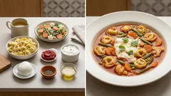 Zupa warzywna z tortellini i mozzarellą – sycący obiad z jednego garnka