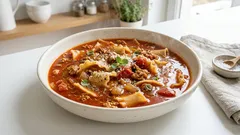 Zupa lasagne w jednym garnku: pomidorowa z indykiem i połamanym makaronem