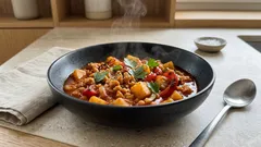 Leczo z granulatem sojowym: sycące, jednogarnkowe i gotowe w pół godziny