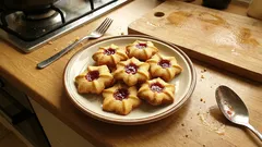 Ciasteczka maślane wyciskane z dżemem: przepis, który zawsze trzyma kształt