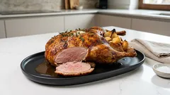 Pieczona kaczka po polsku z jabłkami — chrupiąca skórka dzięki peklowaniu na sucho