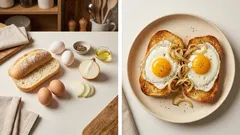 Grzanki z jajkiem sadzonym i cebulką – proste śniadanie z jednej patelni