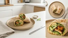 Ciepły wrap z hummusem i roślinnymi filecikami – szybki lunch z patelni w 15 minut