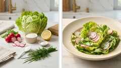 Kremowa sałatka z sałaty masłowej i rzodkiewki – szybki sos śmietanowy z ziołami