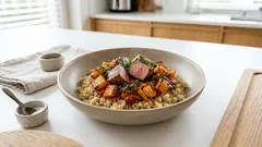 Komosa ryżowa z sosem wołowym i dynią – prosty, domowy obiad na każdy dzień