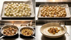 Krem z pieczonego selera i gruszki – aksamitna zupa z kurczakiem i grzankami