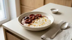 Korzenna ryżanka ze śliwkami – ciepłe, kremowe śniadanie, które zawsze się udaje