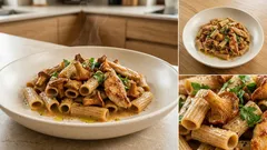 Makaron z kurczakiem i kurkami w kremowym sosie – prosty obiad po pracy