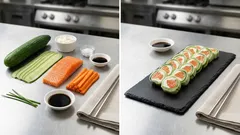 Sushi bez ryżu: rolki z ogórka z łososiem i serkiem — proste low-carb