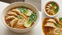 Zupa z gyoza i pak choi – rozgrzewający bulion z imbirem w 20 minut