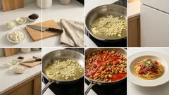 Spaghetti na Halloween z „oczami” – szybki sos pomidorowy z indykiem i mozzarellą