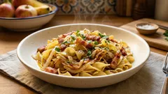 Haluski z patelni: smażona kapusta z makaronem i boczkiem, jak w domu