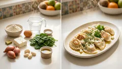 Pierogi ze szpinakiem i fetą – delikatne ciasto i wyrazisty, serowy farsz