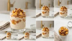 Nocna owsianka z musem jabłkowym i cynamonem – kremowa, z chrupiącymi orzechami