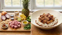 Bowl z szarpaną wieprzowiną i salsą ananasową: sycący obiad z fajnym kontrastem