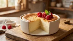 Wysokobiałkowy serniczek ze skyru z piekarnika – prosty deser z malinami