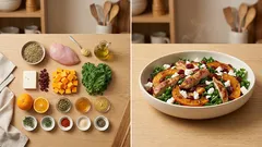 Syta sałatka z zielonej soczewicy z indykiem i dynią – z dressingiem pomarańczowym