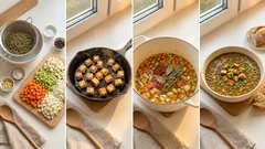 Gęsta zupa z zielonej soczewicy z wędzonym tofu i ziołami – sycąca i prosta