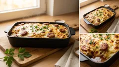 Zapiekanka ziemniaczana z kiełbasą i serem – domowy obiad z piekarnika