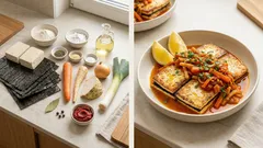 Tofuryba po grecku: klasyk na święta w roślinnej wersji (z nori i warzywami)