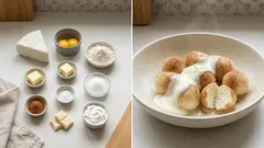 Kluski churros z twarogu – delikatne kluseczki w cynamonie z sosem ze skyru